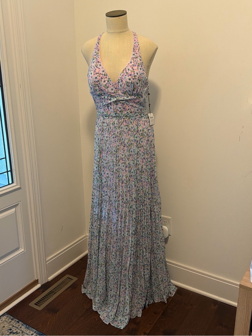Laundry By Shelli Segal Pastel Lavender Floral Halter Maxi Dress